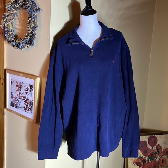 RALPH LAUREN size XXL 1/4 Zip Cotton Mockneck Navy Blue Polo Pullover Logo NEW - Picture 2 of 13